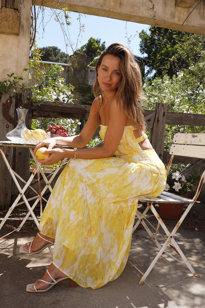 Wishful Strapless Maxi Dress Yellow