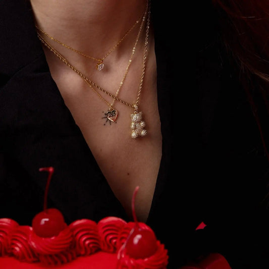 Large Crystal Bear Necklace