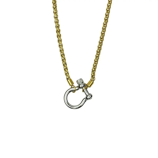 Mixed Metal Horseshoe Twist Necklace- Gold