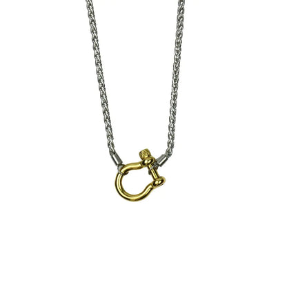 Mixed Metal Horseshoe Twist Necklace- Silver