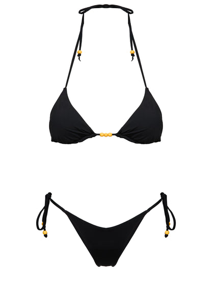 Nevaeh Beaded Triangle Bikini Top Black
