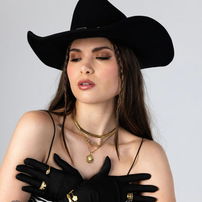 Old English Crystal Nameplate Necklace- Gold