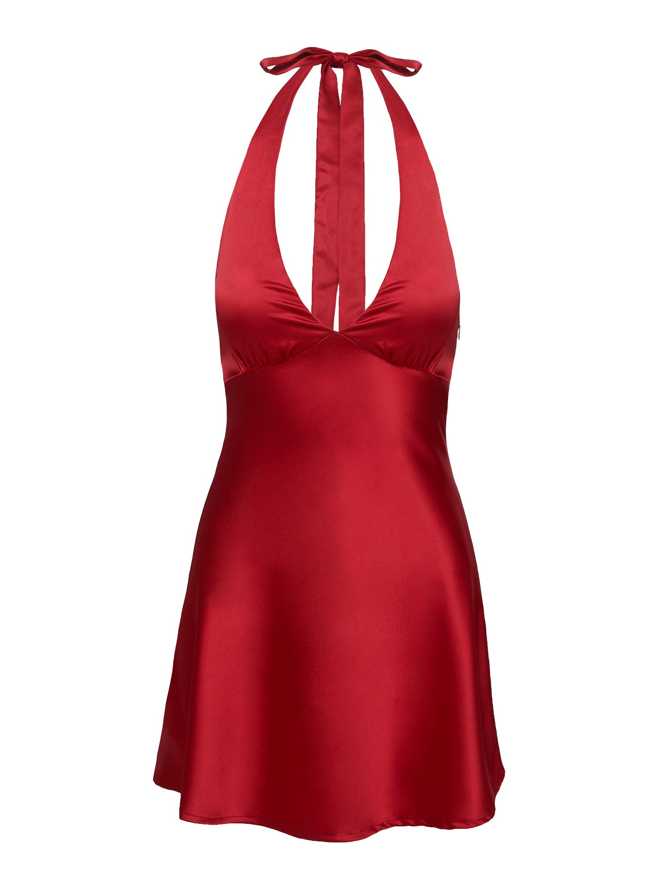 Pelagia Halter Scarf Tie Mini Dress Red Petite