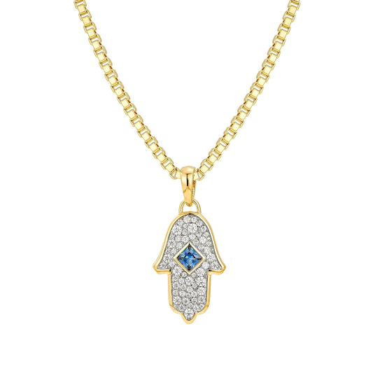 Pavé Hamsa Amulet Necklace