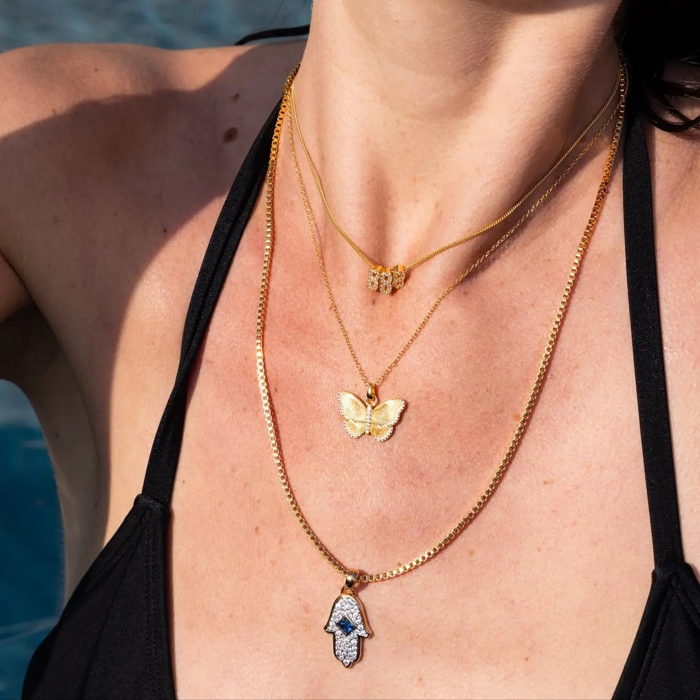 Pavé Hamsa Amulet Necklace