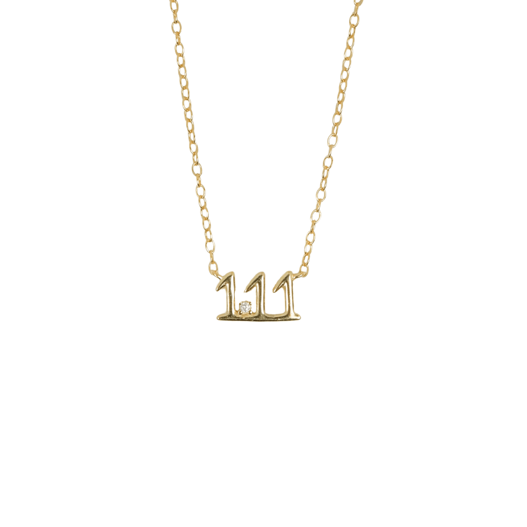 Tiny Angel Number Necklace- Gold