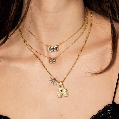 Zodiac Sign Bubble Font Crystal Necklace