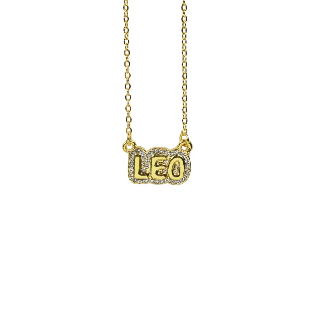Zodiac Sign Bubble Font Crystal Necklace
