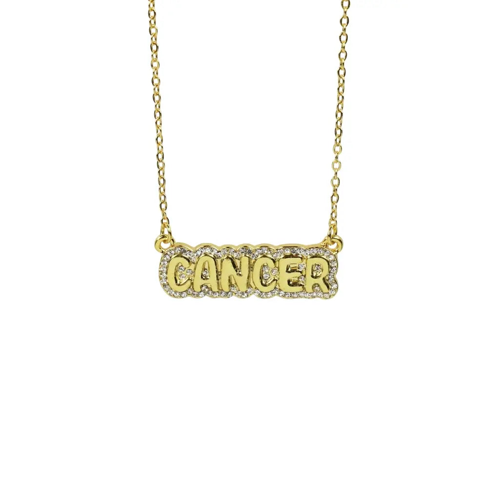 Zodiac Sign Bubble Font Crystal Necklace