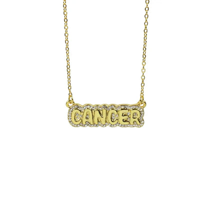 Zodiac Sign Bubble Font Crystal Necklace